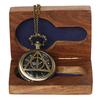 Triangle Analog Locket Pocket Watch with Long Chain and Roman Numbers Jewellery Necklace with Wooden Box for Women and Men