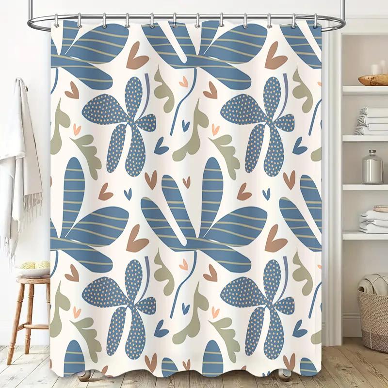 Blue Butterfly Shower Curtain Waterproof Fabric Bathroom Decor Custom Size Water Repellent Print Bath Tarpelling