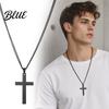 Black Cross Necklace Stainless Steel for Men Women Cuban Link