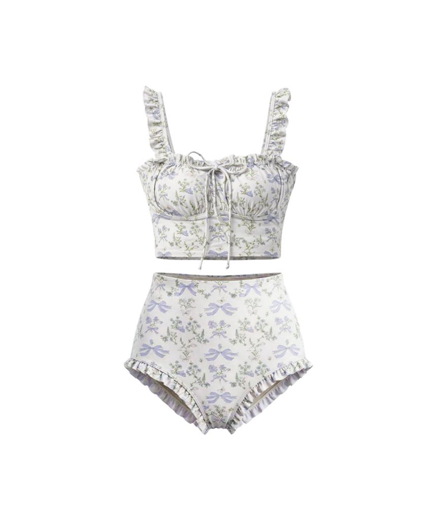VIKINI VENDER Rococo Garden Ribbon Frill High-Waisted Bikini