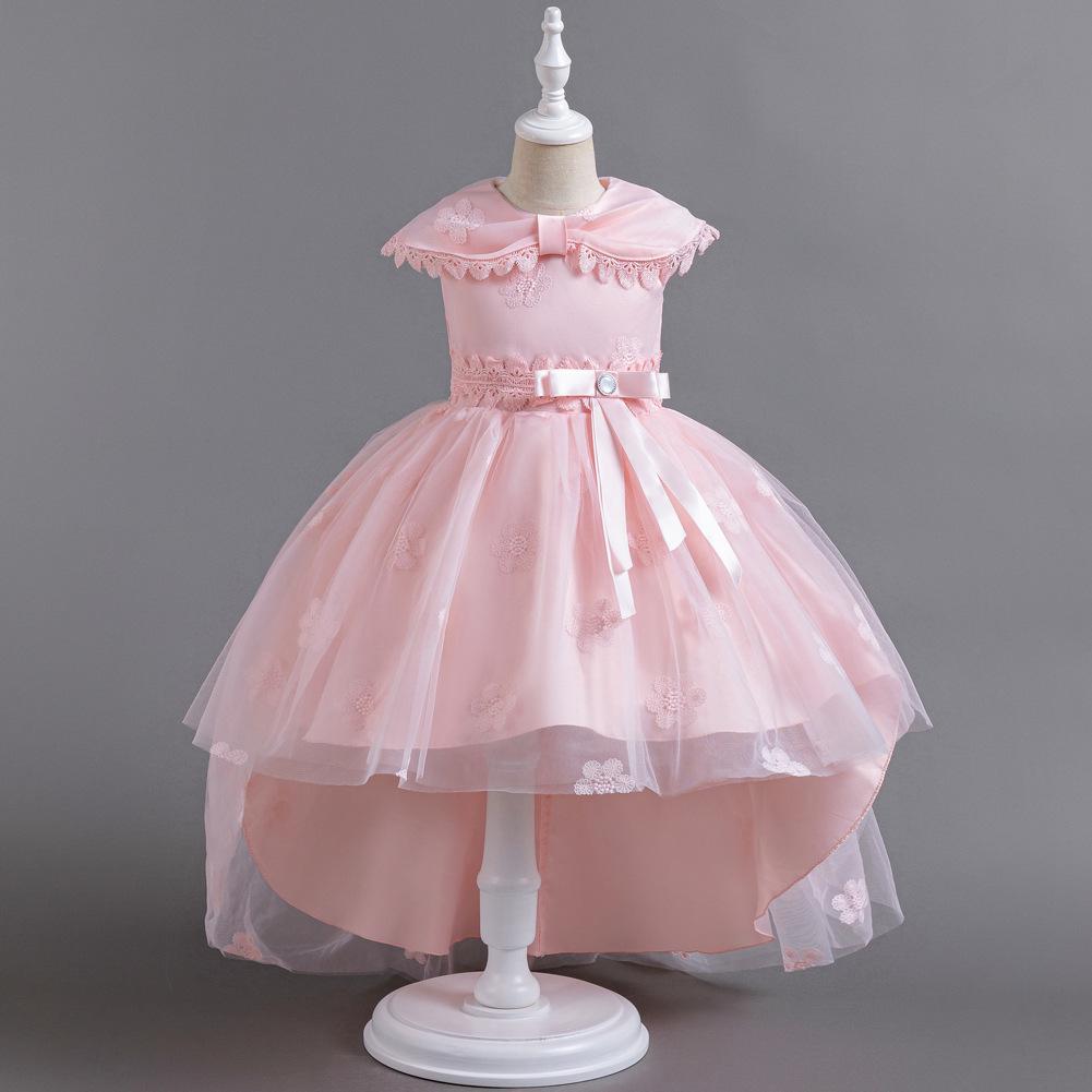 

Girls Puffy Princess Dress with Train for Fashion Shows, Performances, Flower Girls, and Little Hosts 140cm розовый