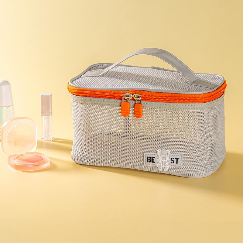 Women'S  Transparent Mesh Travel Cosmetic Bag Storage 1 Layer Toiletry Bag Large Capacity Make Up Organizer Bag