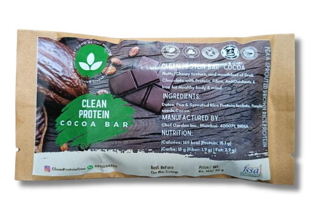 VegOChef Vegan Cocoa Sugar-free Protein Bar with Almonds, Pea Proteins and Sunflower, 50g - Pack of 6