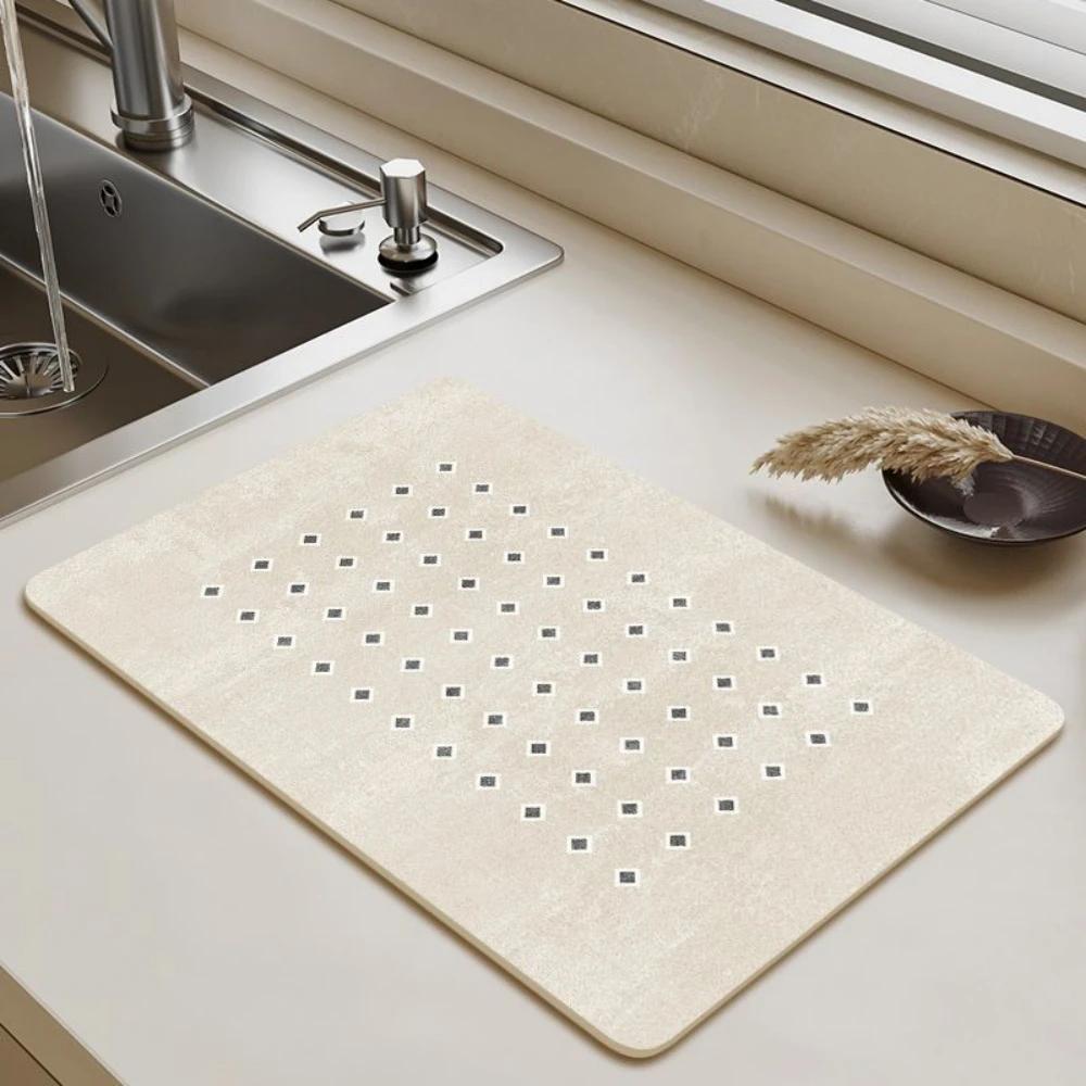 Tableware Drying Mat Soft Drain Pad Non-slip Super Absorbent Wear-resistant Coffee Machine Mat Kitchen Table HOME Decor