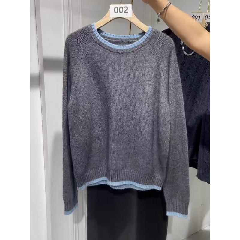 

New pullover crew neck knitted sweater top autumn and winter wear short high-end fashion base sweater women s trend Average size