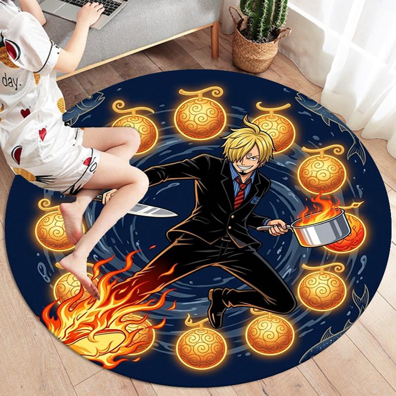 One Piece Poster Round Area Rug Carpet Rug For Living Room Bedroom Sofa Playroom Decor Nonslip Floor Mat