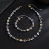 Y2K Multi Color Rhinestone Gemstone Necklace Bracelet Set for Men Trendy Male Collarbone Chain Accessories Fashion Jewelry Gifts