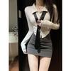 Women's Autumn Slim Fit White Shirt & Hip Skirt Set - Long Sleeve, Pure Desire