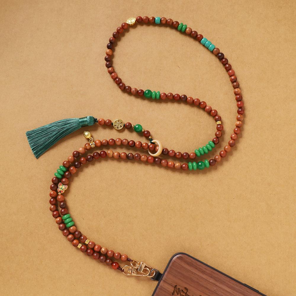 1Pcs Chinese Style Long-style Crossbody Phone Chain Anti-loss Pendant Bead Tassel Phone Chain