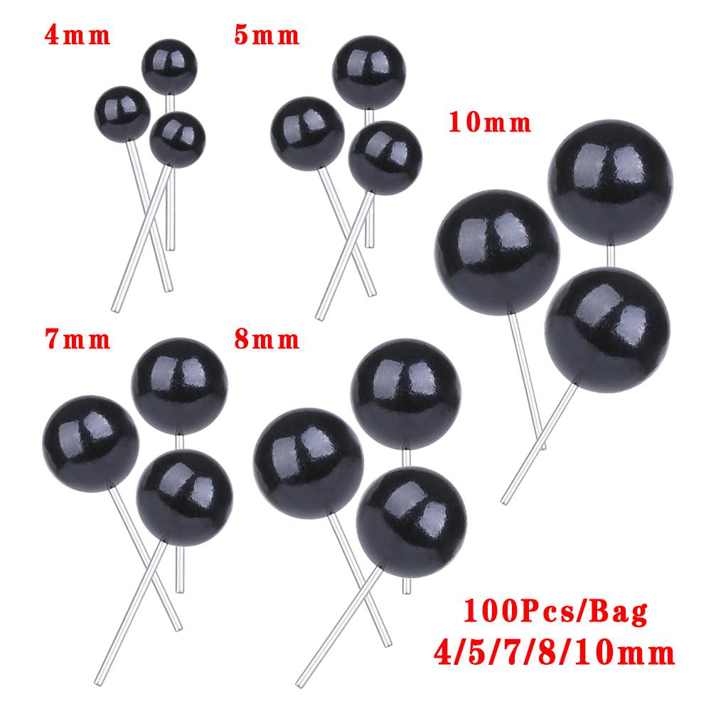 100Pcs Glass Eyes 4/5/8/10 Mm Needle Felting Teddy Bears Dolls Animals Black Eyes for DIY Hand Made Toy Doll Accessories