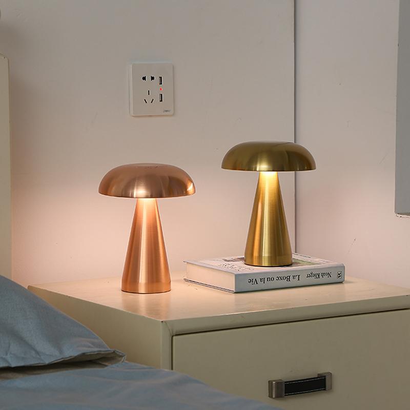 Retro Bar Table Lamp Mushroom Table Lamp Led Touch Sensor Three Color Dimming Desktop Night Light Rechargeable Reading Lamp