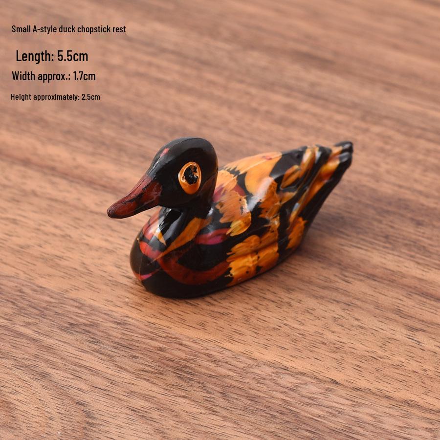 Kreatywny Podpórka pod Pałeczki w Kształcie Kaczki Mandaryńskiej - Uroczy Drewniany Uchwyt w Kształcie Zwierzęcia dla Restauracji i Hoteli