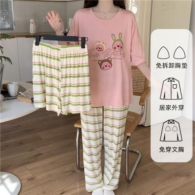 Summer Sleepwear for Women 2024 New Style with Sweet Cartoon Short Sleeved Student Home Suit Three Piece Set