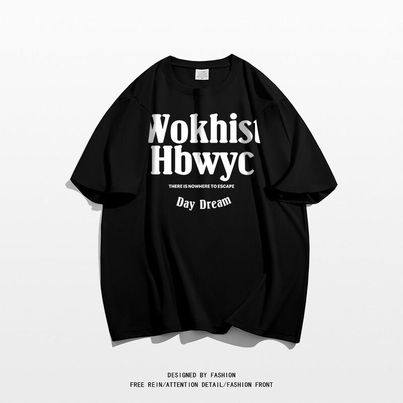 

Cotton short-sleeved T-shirt for men and women 2025 summer new loose t-shirt Hong Kong style ins couple short-sleeved top S