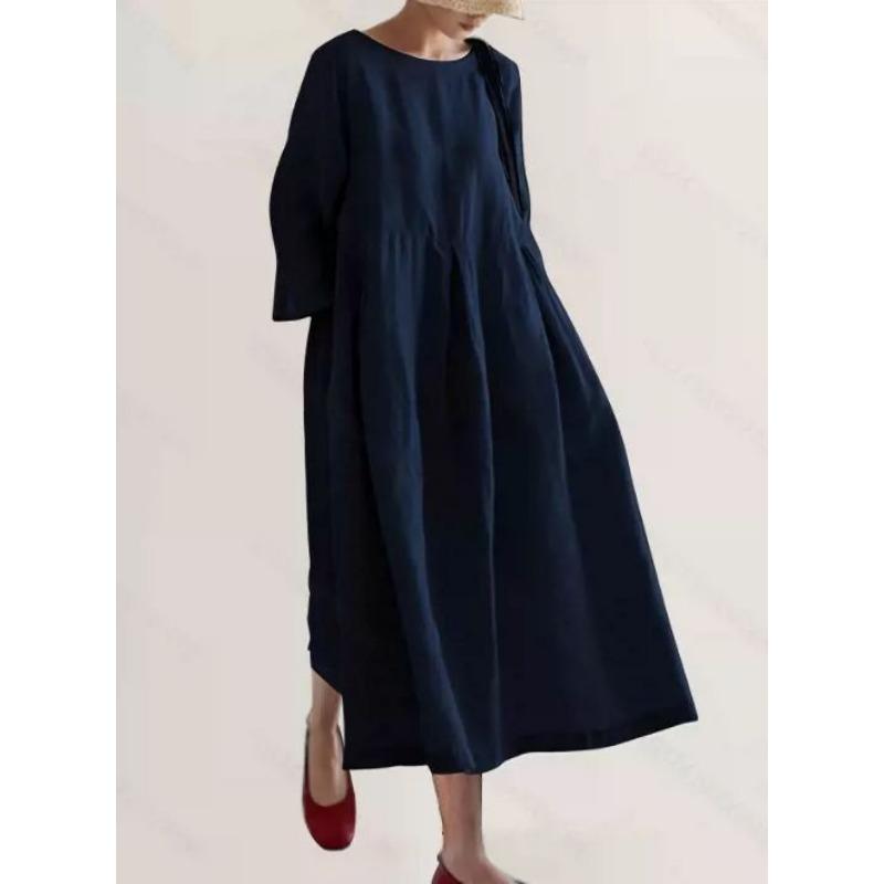 

Свободный женский хлопковый пуловер от проказы однотонный длинная юбка XL тёмно-синий