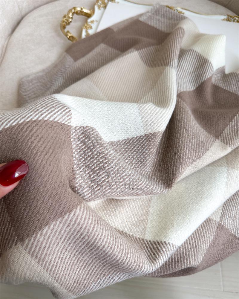 Unisex Korean Plaid Thick Winter Scarf with Tassels - Imitation Cashmere Shawl