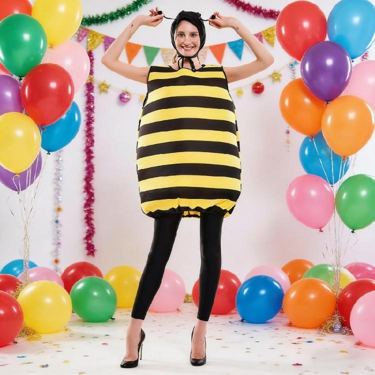 Honeybee Costume Bees Antenna Headband Cap Bumble Bees Wing Tunics 3pcs Bees Costume Kit for Halloween Cosplay Party