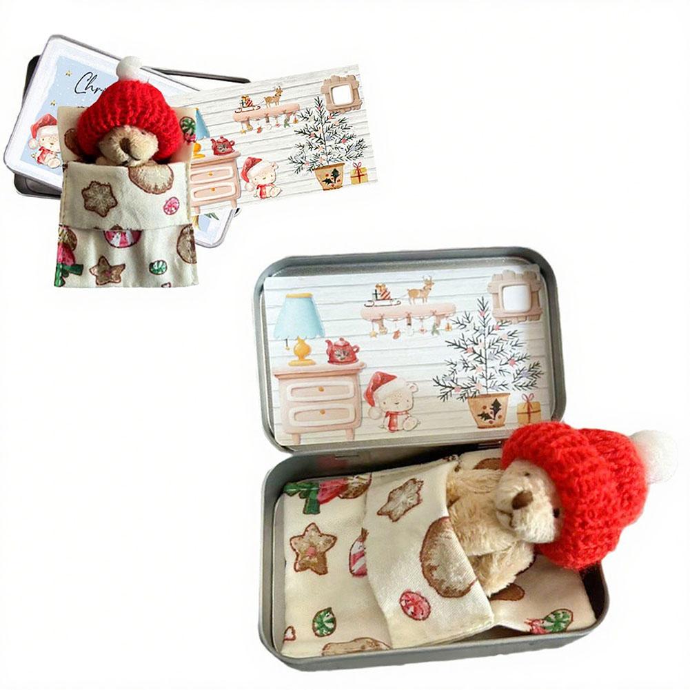 Pocket Bear Tin Mini Bear Pocket Toys Gift Stress Little Day Plush Buddy - Bear Lush Mini Bear Doll Children's Tin Box Doll New