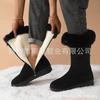 Winter Versatile Snow Boots Women's Shoes Velvet Thickened Medium Tube Martin Boots Non-slip Warm Side Zipper Cotton