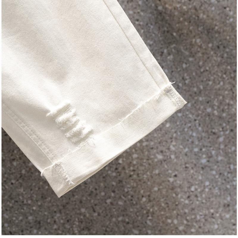 Plus Size Summer Jeans Pants Women Elastic Shorts Loose Casual Ripped Basic Trousers Denim