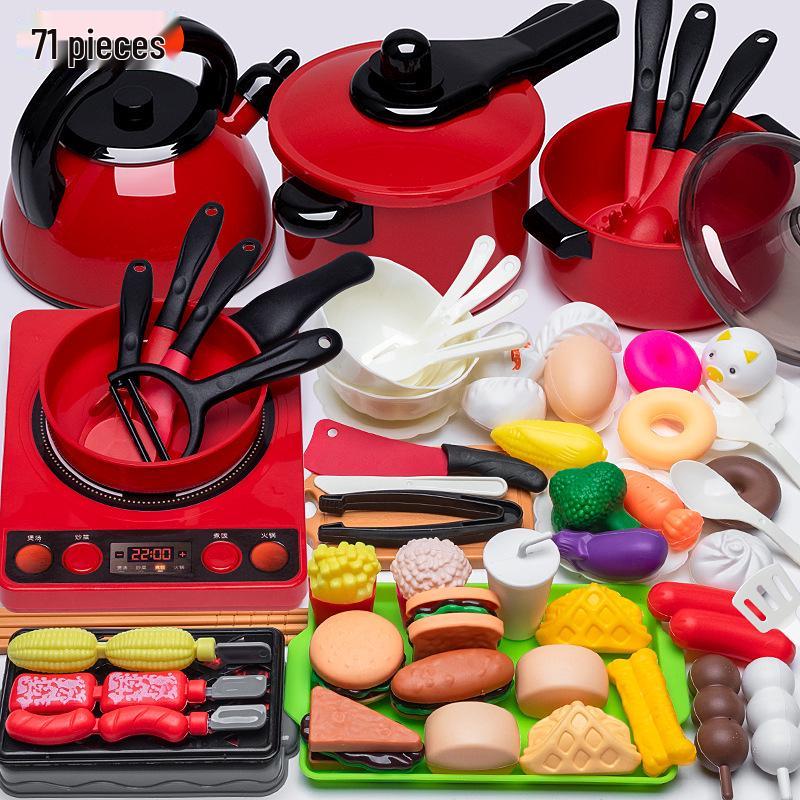 Kids' Pretend Play Kitchen and Fruit Cutting Toy Set