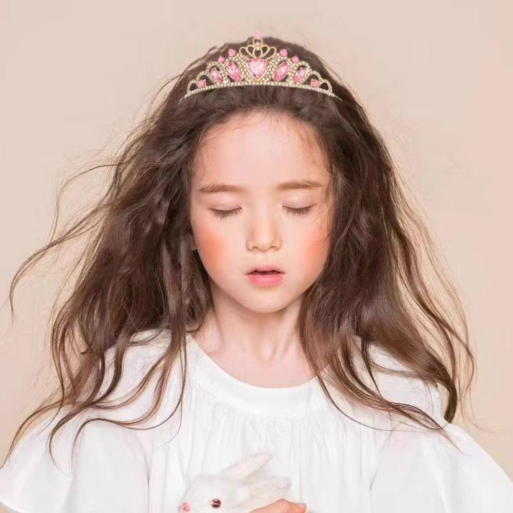 Bling Bling Crystal Headpiece Crown Heart-Shaped Children's Crown  Ballet Performance