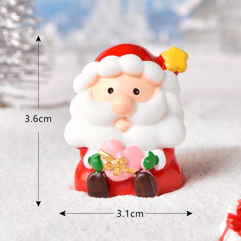 Christmas Cartoon Resin Santa & Snowman Couple Micro Landscape Ornaments