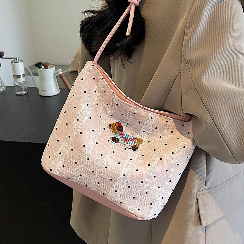 Cute Dachshund Dog One-shoulder Crossbody Bucket Bag New Niche Polka Dot Fashionable Simple Versatile Fashionable Texture Women's Bag
