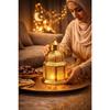 Gold Metal Moroccan Lantern with Cutwork (25 cm) + Tealight Included | Hanging Decorative