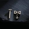 Right Grand ASTM F136 Titanium Bow Dangle CZ Piercing Labret Stud 16G Flat Back Helix Tragus Cartilage Earring Bridal Jewelry