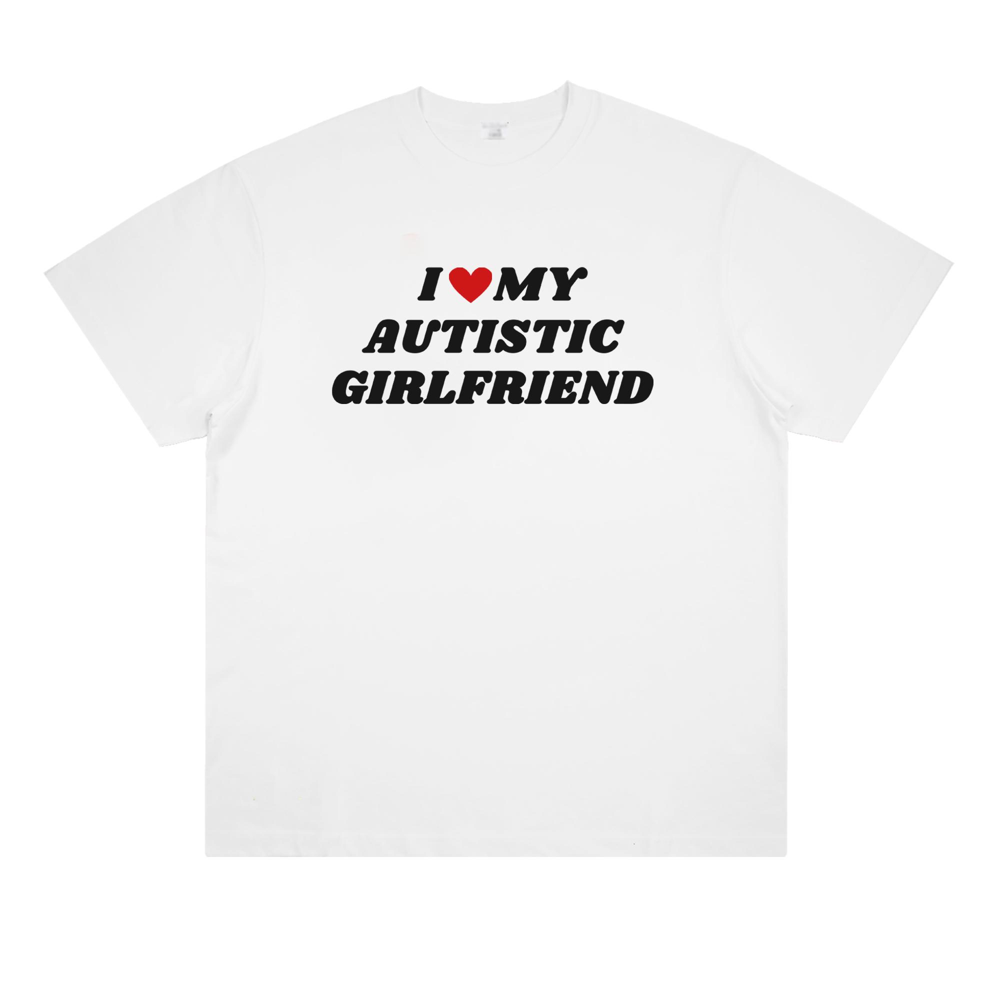 Я ЛЮБЛЮ АУТИЧНУЮ ДЕВУШКУ Американский слоган напечатанные хлопковые короткие рукава персонализированная парная футболка S