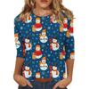 Spring and Autumn Round Neck Christmas Themed Pattern 3D Printed Top Fashionable Casual Long Sleeved Women's T-shirts