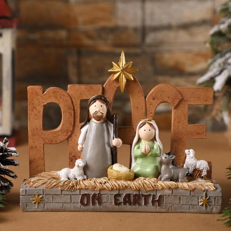 

Рождественский Вертеп Фигурки Святое Семейство Рождественский Вертеп Набор с Посланиями Иисуса Смола Религиозный Настольный Подарок для Христианина United States