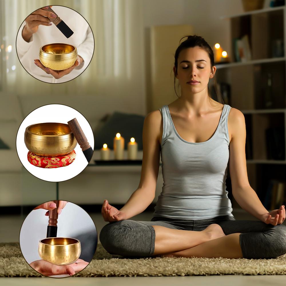New Tibetan Singing Bowl Nepalese Buddhist Chanting Bowl Set Yoga Meditation Bowl Copper Bowl Stress Relief