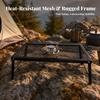 Outdoor Table with Metal Mesh Top Foldable for Backyard