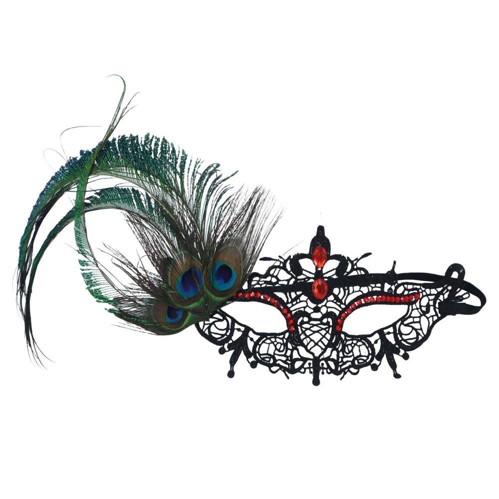 Elegant Half Face Mask Feather Accent Phantom Mask Peacock Feather Mask  Costume Party