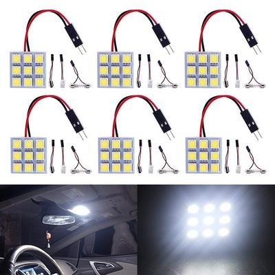 Ever-Bright 9SMD 5050 White LED Room Lamp Dome Light with 3 Adapters 6 Pcs