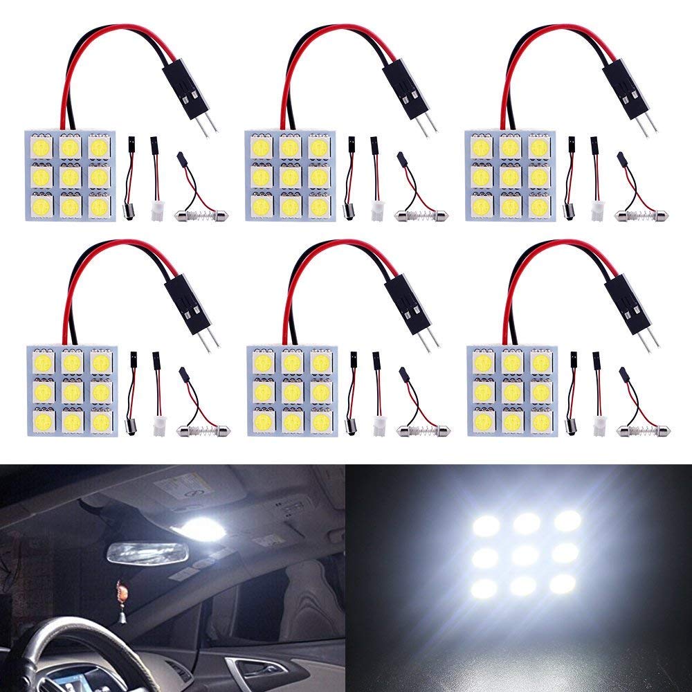 

Яркий 12V 9SMD 5050 Белый Светодиодный Салонный Светильник Купольный Свет с 3 Типами Адаптеров 6 Штук