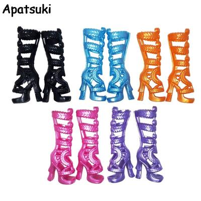 5 paare/los Mode Kinder Kinder Baby Spielzeug Puppe Zubehör High Heel Stiefel Schuhe Für Monster High Puppen Für 1/6 BJD Puppe