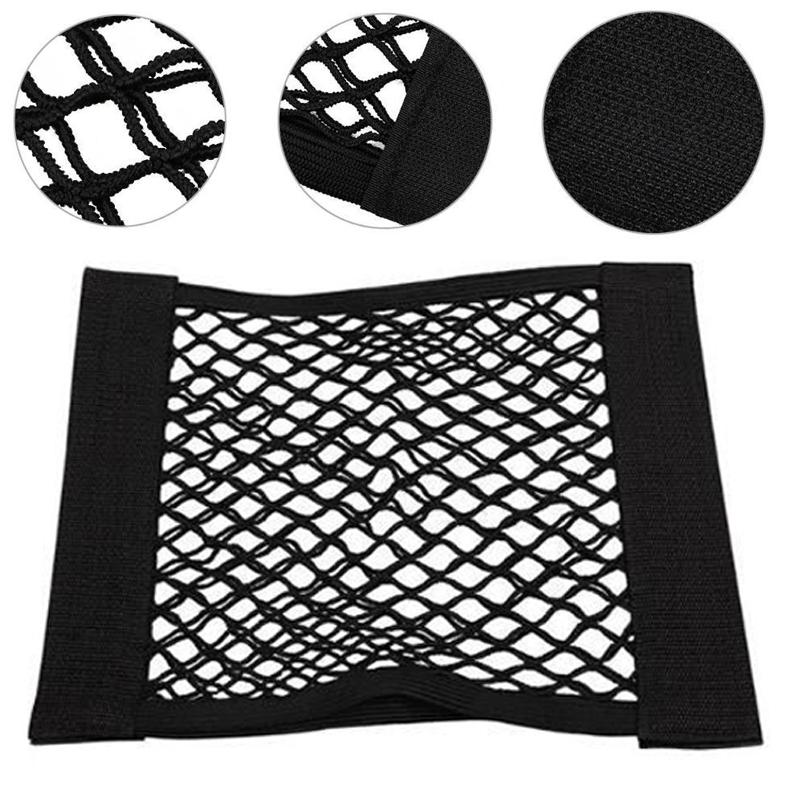 Car Trunk Mesh Back Seat Elastic Cage Auto Seat Back Storage Net Fixed Straps Extinguisher Storage Net Bag Car Trunk Organizer