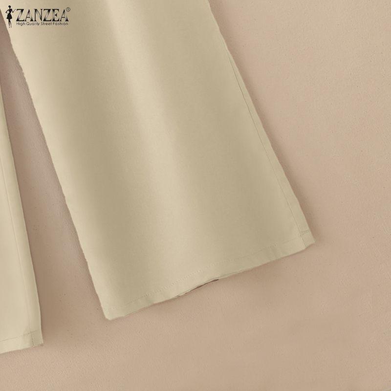 ZANZEA Women Casual Solid Color Loose Wide Leg Pants