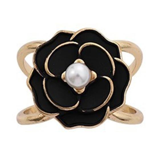 Flower Scarf Ring Faux Pearl Rose Camellia Silk Scarf Clip Elegant Floral Slide Buckle for Silk Scarves T-shirt Shawl