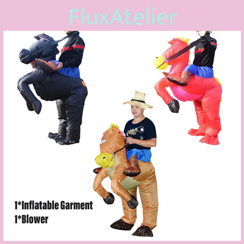 Inflatable Horse Costume For Adults Creative Performance Outfit Polyester Material Brown/red/black