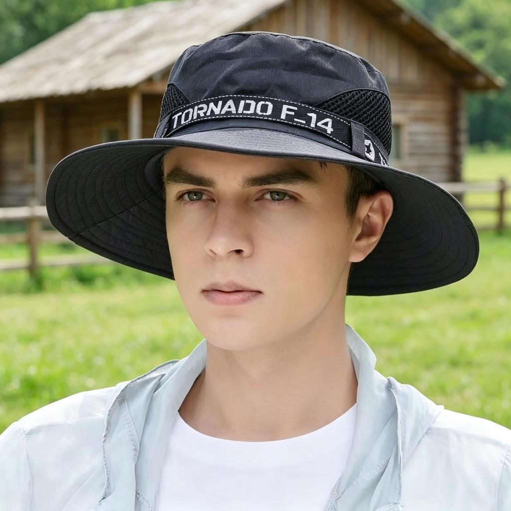 Men's Wide Brim Sun Protection Hat for Summer Outdoor Activities, Fishing, and Mountaineering