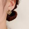 Camellia Earrings, S925 Silver Needle Green Zircon for Women Fashion Minimalist Cool Style