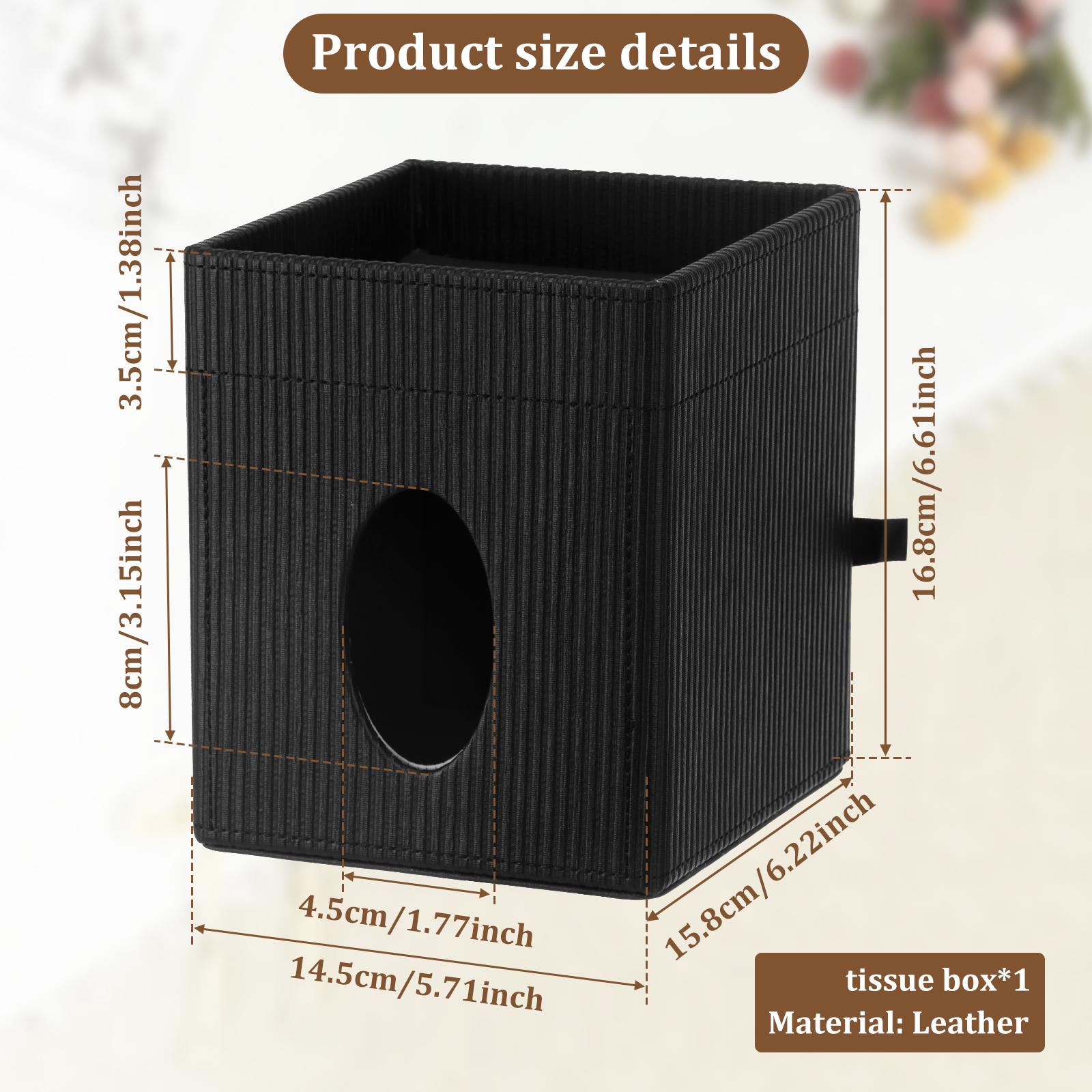 

2 In 1 Square Tissue Box Cover PU Leather Cube Facial Tissue Dispenser with Top Tray Desktop Decoration for Home Bathroom Office