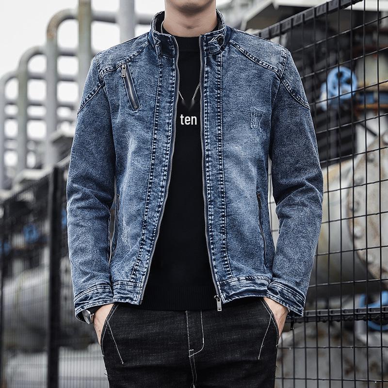 

Men s 2021 Slim Fit Retro Denim Jacket - Autumn/Winter Korean Style L