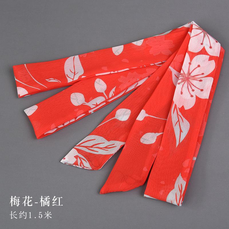 Chinese Style Headband Antique Hanfu Costume Headdress Chiffon Printing Traditional Hair Band Headwear for Women Ribbon HairRope