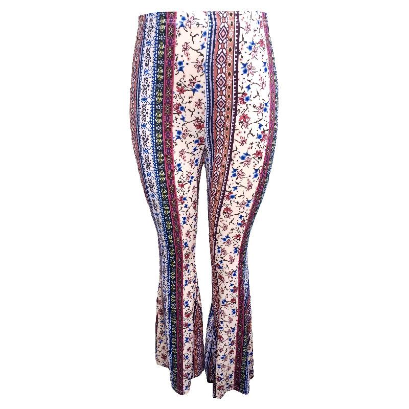 DAFIFY Damenmode, lässig, Frühling, Herbst, Bohemia-Druck, hohe Taille, Hosen und Caprihosen