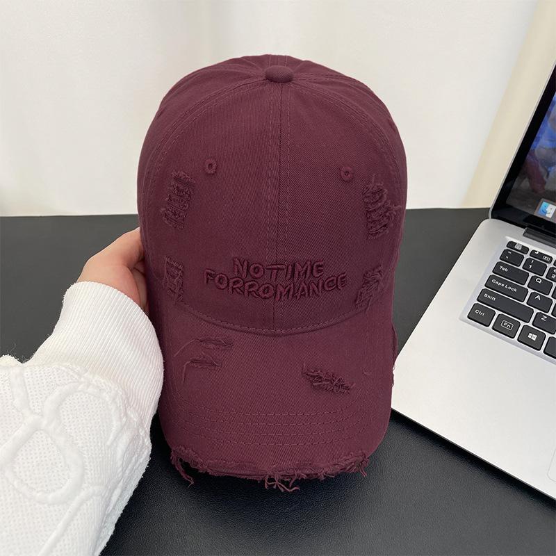 Vintage Ripped Letter Embroidered Baseball Cap Children's Summer Versatile Face Peaked Cap Wide Brim Soft Top Sun Hat
